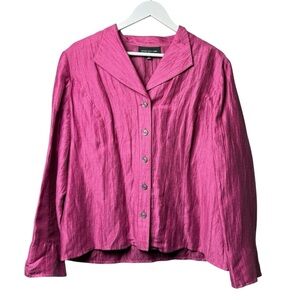 Jones New York Women’s Sz 16 Linen Blend Hot Pink Blazer/ Long Sleeve Blouse
